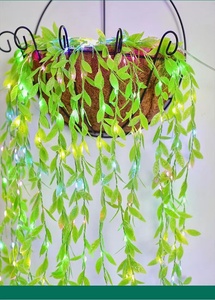Guirlande Lumineuse LED Feuilles de Lierre, Eucalyptus Vert, <span class=keywords><strong>Rideau</strong></span> de Feuilles de Saule, Alimentation <span class=keywords><strong>Solaire</strong></span>, IP65, Télécommandée, Décorative pour Fêtes - Product Image 3