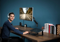Support mural DSUPPORT V6+1 en alliage d'aluminium avec bras à ressort mécanique, support de moniteur à mouvement complet pour écrans LCD/LED jusqu'à 27 pouces, inclinaison de 45°, charge maximale de 9 kg