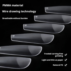 504 Pièces d'ongles carrées transparentes, professionnelles pour salon de manucure, couverture complète, ultra-fines, sans trace, en ABS, avec colle - Product Image 3