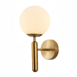 Applique di Lusso dal Design Moderno Colore Bronzo con Paralumi a Sfera in Vetro Bianco Opale per Bagno <span class=keywords><strong>e</strong></span> Camera da Letto - Product Image 1