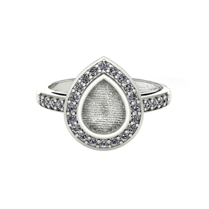 925 argent Sterling poire lunette réglage CZ blanc réglage Cocktail bague de mariage bon pour les cendres et la résine travail lait maternel bijoux à bricoler soi-même - Product Image 1