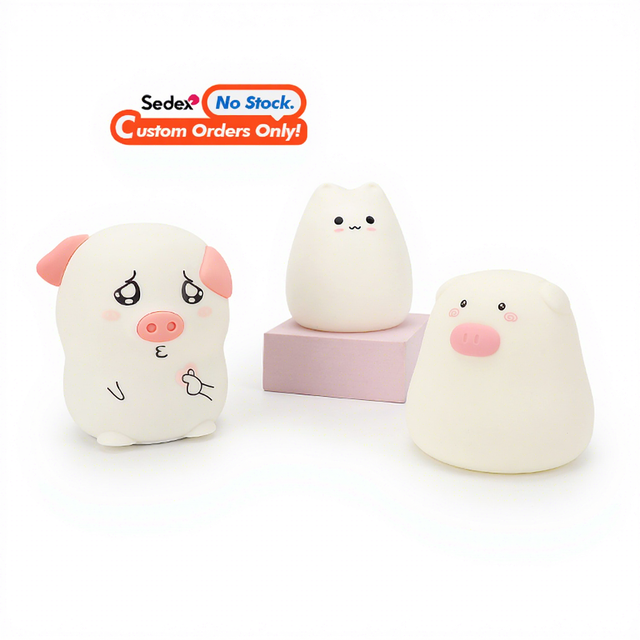 Touch Bedside USB Rechargeable LED Silicone Night Light Kids Cartoon Animal Shape Sensor & Switch Control Color Changing Lamp