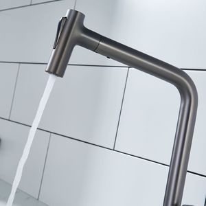 Kitchen Sink Faucet Single Handle Pull Out <b>Spray</b> Modern Deck <b>Mounted</b> 2.0-2.9gal/m Ceramic Valve Core - Product Image 1