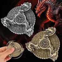 En stock Dragon de feu en relief doré boussole métal D20 Roulette Fidget Spinner mdn dés avec boîte gratuite
