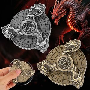En Stock dorado en relieve fuego dragón brújula Metal D20 ruleta <span class=keywords><strong>Fidget</strong></span> <span class=keywords><strong>Spinner</strong></span> DND dados con caja gratis - Product Image 3
