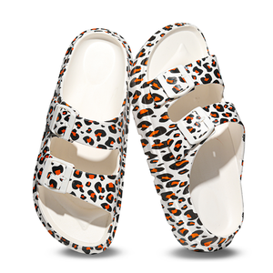 Sandales plates élégantes et légères pour femmes, à enfiler, avec double boucle réglable, respirantes, imprimé flamant rose, design ouvert - Product Image 6