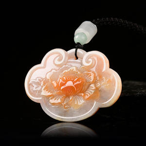 Colgante de Jade Rojo Ruyi Calentado con Jadeíta Natural, Joyería para Mujer, Estilo Chino, Diseño Original, Regalo con Certificado de Tasación HJ112 - Product Image 2