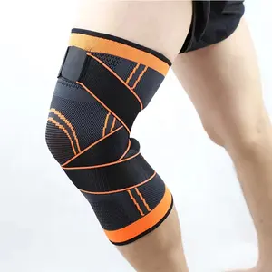 Nylon Sports Knees Sleeve Knitted Elastic Brace Knee Support Protective Knee Braces With Strap