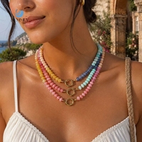 Collar de Moda SUMMLY con Cuentas de Vidrio en Degradado de Color Caramelo, Cierre de Anillo de Acero Inoxidable, Colgante de Animales y Peces, Joyería de Moda