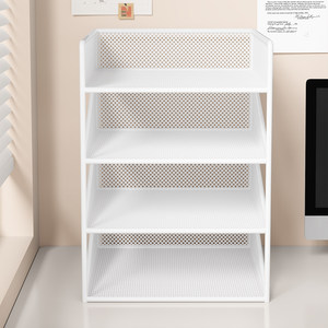 Organisateur de documents, étagère de bureau à 4 niveaux, plateau de rangement en métal A4 pour papeterie, livres, documents - Product Image 3