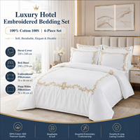 Ensemble de couette en coton blanc soyeux 100% brodé, housse de couette brodée, motifs de broderie pour une utilisation en chambre d'hôtel
