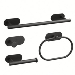 Toallero individual calefactable de acero inoxidable sin perforaciones, de diseño moderno para baño, barra colgante de pared - Product Image 1