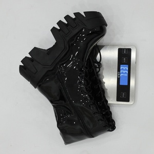 Botas de plataforma con cordones y punta cuadrada, tacón de cuña de suela gruesa, talla grande 44, para mujer, ajuste ancho, hasta la rodilla, estilo casual - Product Image 6