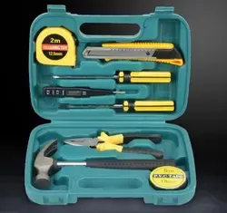 Ensemble d'outils pour électricien domestique portable en plastique 9 pièces SR8009B-2 marteau pinces crayon de test couteau utilitaire - Product Image 2