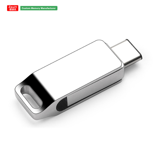 Wholesale Data Storage Device Metal USB3.0 Memorias Silver Flash Disk 128GB 256 GB USB 3.0 2 in 1 Type-C 64GB USB Flash Drive