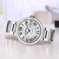 Relojes Mecánicos Analógicos de Acero Inoxidable para Hombre, con Manecillas Azules, Esfera con Números Romanos, Resistentes al Agua 50M, Personalizados OEM con MOQ Bajo