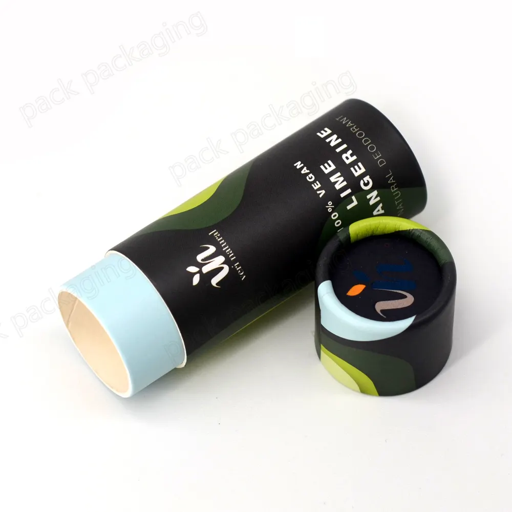 Emballage innovant de déodorant de soins de la peau de tubes de carton noir de déchets d'impression colorée zéro recyclable