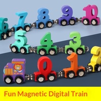 Houten Magnetische Auto Set voor peuters, kinderen, jongens en meisjes, educatief treinset speelgoed met cijfers & alfabet