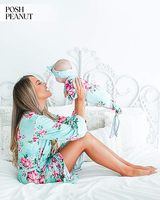 Pyjama en satin imprimé doux pour femmes grandes tailles, robe de nuit longue, vêtements de nuit