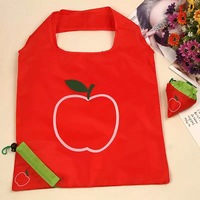 Opvouwbare boodschappentas met trekkoord, fruitvormig zakje, draagbare herbruikbare tas met opbergruimte, appel-aardbei-design