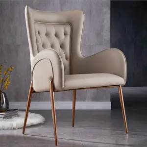 New Design Modern Raw Metal Accent Fabric Lounge Nordic Dinning Room Luxury Restaurant Dining Chairs