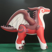 Grand Dragon rouge gonflable en PVC étanche à l'air avec ailes pour les événements, réplique d'animaux gonflables, modèles de ballons
