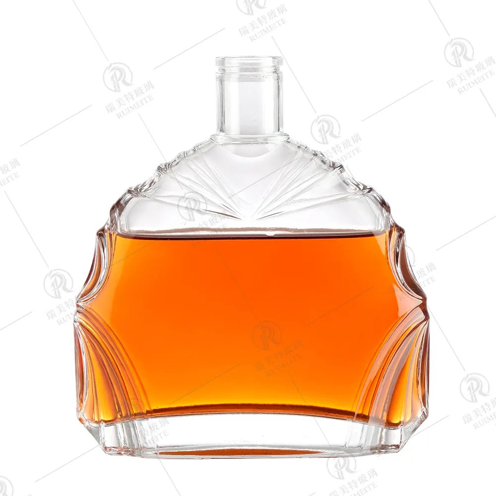 Pembuat botol kaca flint super botol kualitas tinggi spiral rum wiski cognac XO brandy botol kaca