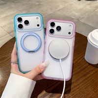 Coque de téléphone magnétique avec anneau rotatif à 360°, support en acrylique mat anti-jaunissement, antichoc en TPU pour iPhone 17 Pro Max 16 15 14 13 12