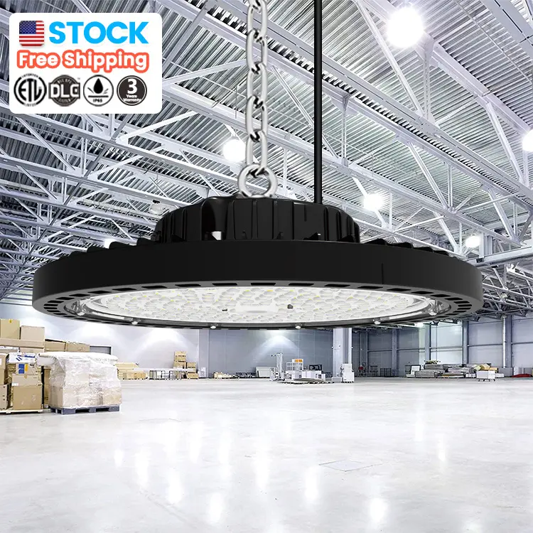 2pcs/ctn US Stock 3 ans de garantie 100W 150W 200W LED Commercial Industrial Lighting Warehouse UFO High Bay Light