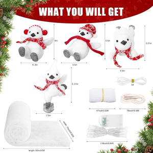 Ensemble de décorations de Noël pour escaliers avec 4 pingouins skieurs, neige artificielle et bande lumineuse LED - Product Image 4