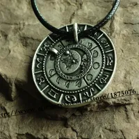 Collier talisman rétro viking avec pendentif runique et amulette des phases de lune anciennes