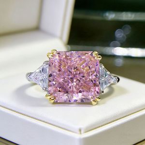 Anillo de cobre con diamante de alto contenido de carbono de 5 quilates 8A con corte cuadrado tipo cojín para mujer - Product Image 5