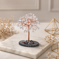 Arbre en cristal de quartz rose, améthyste et quartz clair avec base en pierre, arbre en fil de cuivre fait main avec pierres précieuses pour la décoration de la maison et comme cadeau