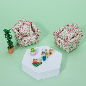 Muebles en miniatura de madera a escala 1:12 para casa de muñecas OB11 modelo DIY juguete individual sofá doble adornos sala de estar juego de comida - Product Image 4