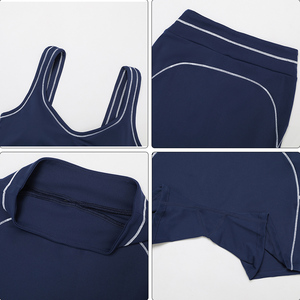 Conjunto al por Mayor de Sujetador de <span class=keywords><strong>Yoga</strong></span> Ajustado con Bloques de Color, Tirantes Dobles en los Hombros y Leggings Deportivos de Cintura Alta para Fitness y Correr para Mujer - Product Image 3