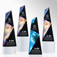 Conception simple cristal clair plaque colorée forme verre noir sport basket-ball MVP Sports Trophy Awards personnalisé