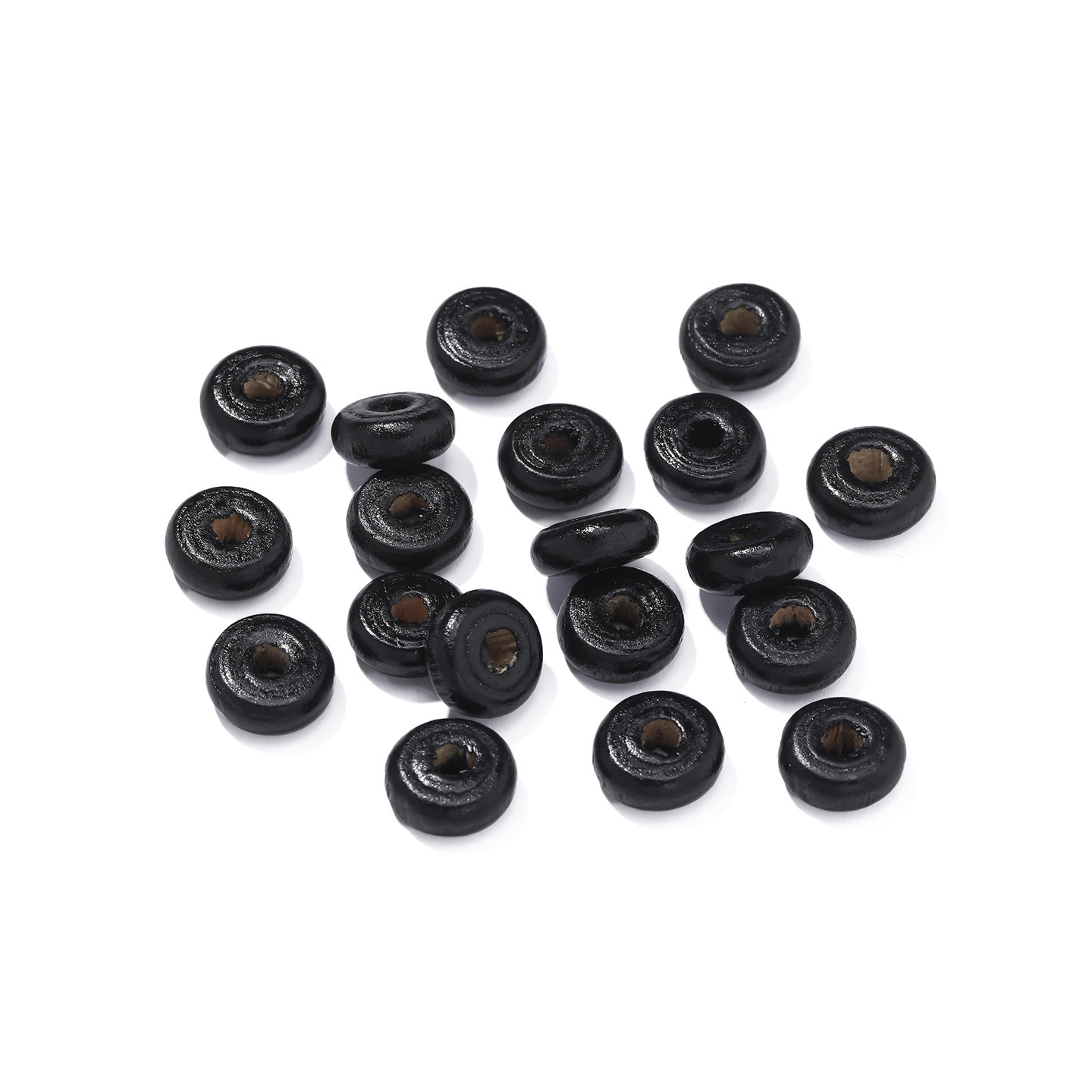 4x11 flat round beads, black