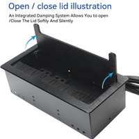 Prise de courant de bureau noire, norme chinoise, 2 ports RJ45 réseau, microphone, module d'alimentation pour table de conférence de bureau