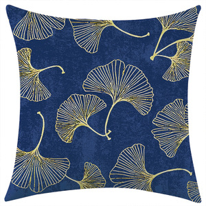 Housse de coussin carrée à motif géométrique bleu et or, décoration de salon, taie d'oreiller respirante - Product Image 5