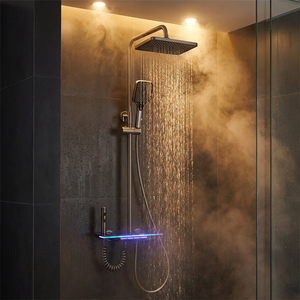 Ensemble de douche de luxe Thricate en laiton couleur canon de fusil <span class=keywords><strong>avec</strong></span> éclairage d'ambiance LED pour hôtels, spas et salles de bain haut de gamme - Product Image 1