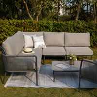Modernes Outdoor-Gartensofa-Set mit Metallrahmen UV-Beständiges PE-Rattan Wasserdichte Kissen Rost- und Wasserfest Umweltfreundlich