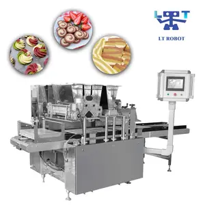 Hot sale small commercial automatic fortune biscuit crispy cookie making dropping depositor filling forming press machine price