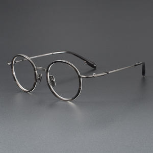 SH0069 النظارات الطبية الفاخرة التيتانيوم جولة عالية الجودة نمط الصلبة النظارات الطبية الرجال النساء أزياء نمط الذهب - Product Image 2