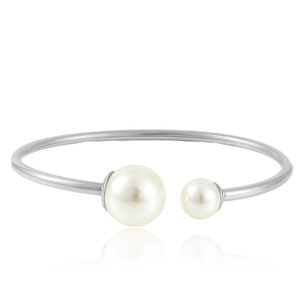 Pearl <b>Bracelet</b> Gold Tone Open Bangle With AA Grade Pearls For Women Everyday Wear - Product Image 5