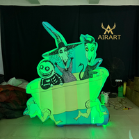 Panneau publicitaire gonflable classique à motif de salle de bain avec éclairage LED pour la décoration de fête de jardin en veille d'Halloween