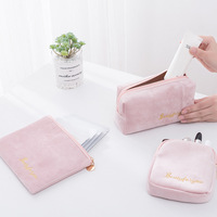 2022 pabrik kustom Logo beludru tas kosmetik Label pribadi kustom tas Makeup & kantong Set Make up tas dengan Logo pribadi