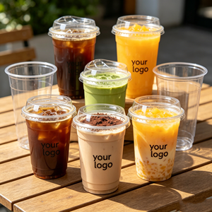 Vaso Desechable Transparente de Pared Simple para Bebidas Frías, Biodegradable, para Refrescos y Té de Burbujas, con Logotipo Personalizado, Tamaños de 12oz y 20oz, Diámetro de 90mm - Product Image 1