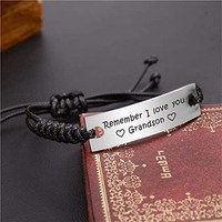 Bijoux en acier inoxydable Bracelets de barre gravés personnalisés Bracelet en corde réglable avec logo personnalisé