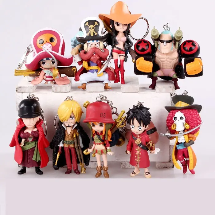 Action figure mainan anak, baju action figure Jepang satu potong, mainan model anak-anak untuk hadiah pvc Luffy Ace Sabo Doflamingo 9 buah/set