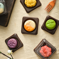 Fabricant Vente en gros 80g Petites boîtes Mooncake Couvercle transparent inférieur Emballage Dessert Mini boîte en plastique Conteneurs à emporter